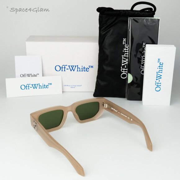 Off-White Women Sunglasses Beige Green Square OERI115 GREELEY 1755 NEW AUTHENTIC main image 5